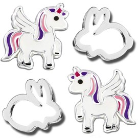 Children's Girls' Earrings Real 925 Sterling Silver Stainless Steel Unicorn Horse Rabbit, Sterling Silver Stainless Steel Silver, None