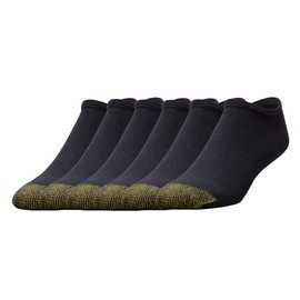 Gold Toe Men's Cotton No Show Athletic Sock - 2 PK (12 Pair) 10-13 - Black, (6-Pack)