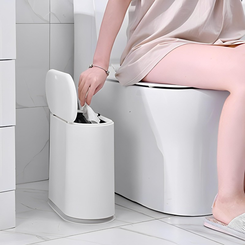 Sooyee 10 Liter Rectangular Plastic Trash Can Wastebasket with Press