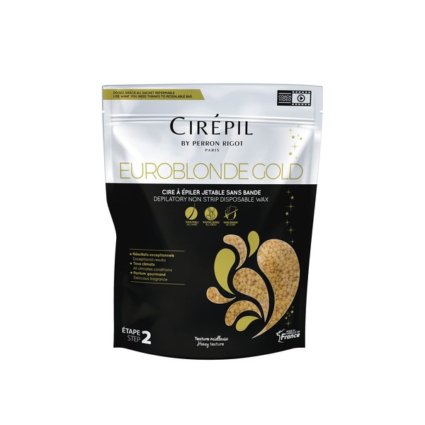 Cirepil - Euroblonde Gold - 800g / 28.22 oz Wax Beads Bag - Light Monoi Scent - Ultra Fluid Gel Texture - All-Purpose & Easy Removal