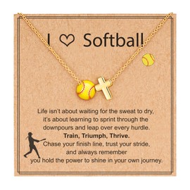 Pavkki Softball Necklace Gifts for Girls Cross Necklace Stuff Accessories Sports Jewelry Ages 8-12 12-14 Teen Girl Religious Christian Team Women Mom Coach Player Easter Basket Stuffers