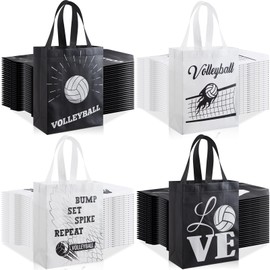 Wesnoy 48 PCS Volleyball Gift Bags Bulk Reusable Non Woven Volleyball Party Favors Tote Treat Candy Bags with Handles for Sports Theme Birthday Party Team 9.84 x 7.87 inch