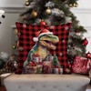 RLCMO Merry Christmas Dinosaur Grid Throw Pillow Cover Gift Box