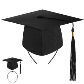 DPKOW Schwarz Bachelor Doktorhut mit festem Anti-Fall-Haarreif, Graduation Hat Cap Abschluss Hut Absolventenhut Abschluss Haarreif für Abschlussfeiern vom Universität, Hochschule, Abitur, Master