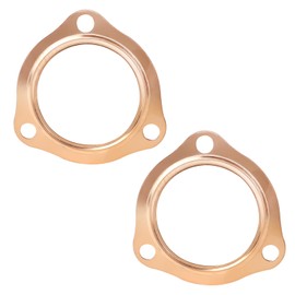 Hbxdeco 2PCS 2.5 Inch Copper Header Exhaust Collector Gaskets, 3 Bolt Reusable Car Exhaust Pipe Header Flange Gaskets, Car Accessories Exhaust Gasket Compatible with SBC BBC 302 350 454(2.5 Inch)