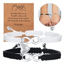 FUEZOIU 2 Piezas Pulseras Pareja Con Imán Love Amor Infinito Acero Inoxidable Joyeria Regalo Mujer Hombres Regalos de San Valentín