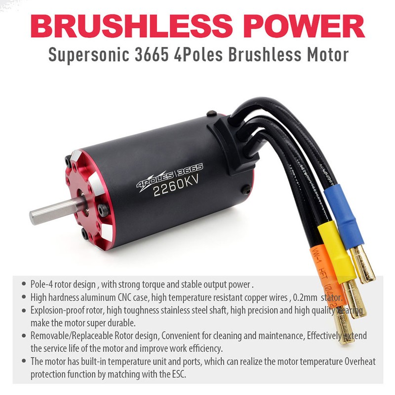 V2 Supersonic 3670 2260KV RC Brushless Motor 4 Pole with