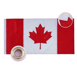 Bradford Canadian Flag 3x6 ft Outdoor, Embroidered Canada Flags Outdoor Heavy Duty, Double Sided Canada Flag with 2 Brass Grommets Polyester