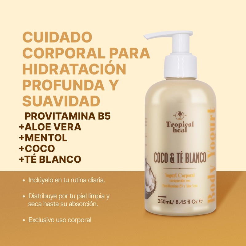 Tropical Heal Body Yogurt, Hidratante Corporal con Provitamina B5, Coco