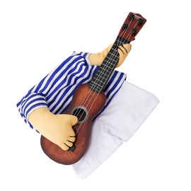 VINGVO Ropa de Cosplay para Perros, Transpirable Lindo Azul Blanco Encantador Estrella Mascota Disfraz de Guitarra Suave para Diario (L)