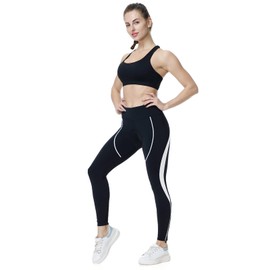 Women's Cycling Pants 3D Padded Compression Tight, Long Bike Bicycle Pants with Wide Waistband (White,L)