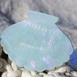 Stylish and Strong OCEAN Cellulose Acetate Hair Claw Clip with Beach Vibes in IVORY PEARL or Turquoise with a Kiss of Purple - Color: Turquoise Purple