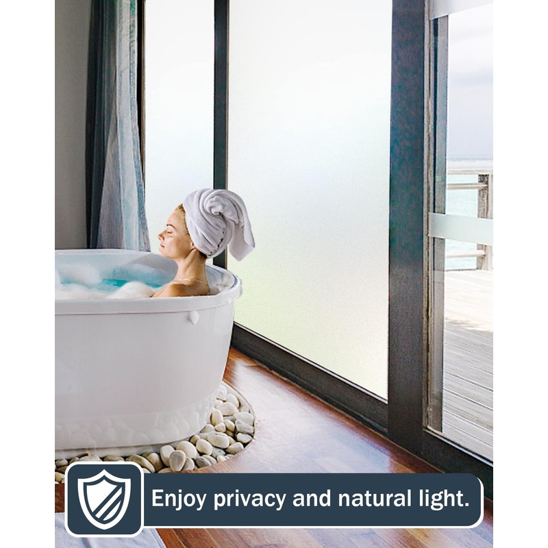 Frosted Glass Window Privacy Film, Removable, Static Cling, Heat/UV Protection,