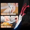 Poultry Shears, Red Heavy Duty Kitchen Shears with Serrated Edge,