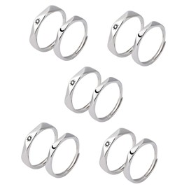 Baluue 5 Pairs Couples Engagement Rings Sun and Moon Matching Promise Rings for Her and Him Unique for Lovers Symbol of Love and Creative Design for Special Occasions