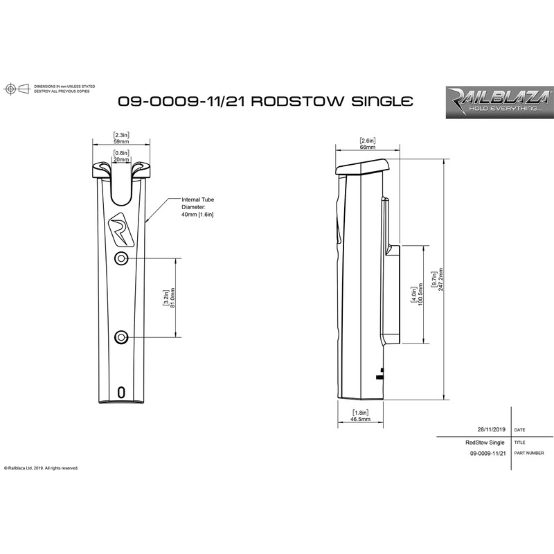 Rail Blaza Rodstow Single Boat Mount Part