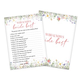 Zmyollo Bridal Shower Games, 25 Game Cards, Wildflowers Theme Games Card for Wedding, Bridal Shower, Engagement, Bachelorette Party, Wedding Party Game for Decorations Favors Supplies -A09