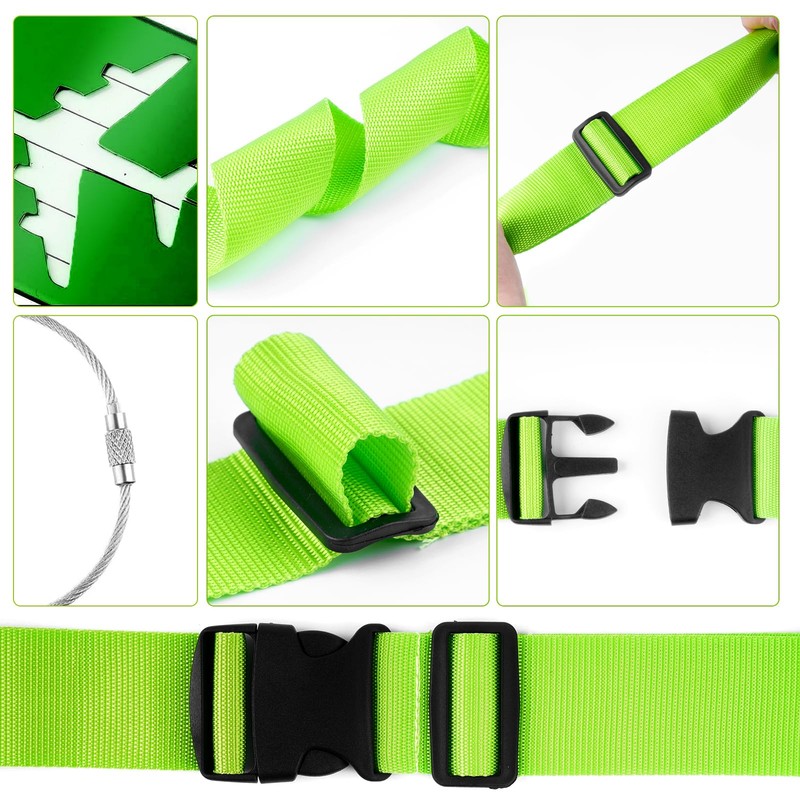 PUWOWYE Pack of 4 Suitcase Strap, Suitcase Strap Eye-catching, Adjustable