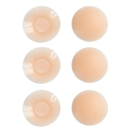 3 Pares Cubre Pezones para Mujer, Pezoneras de Silicona Adhesiva, No es Fácil que se Caiga, Reutilizable, Invisible después Usarlo, Perfecto para Bodas, Uso sin Espalda y Viajes (10cm, Color Desnudo)