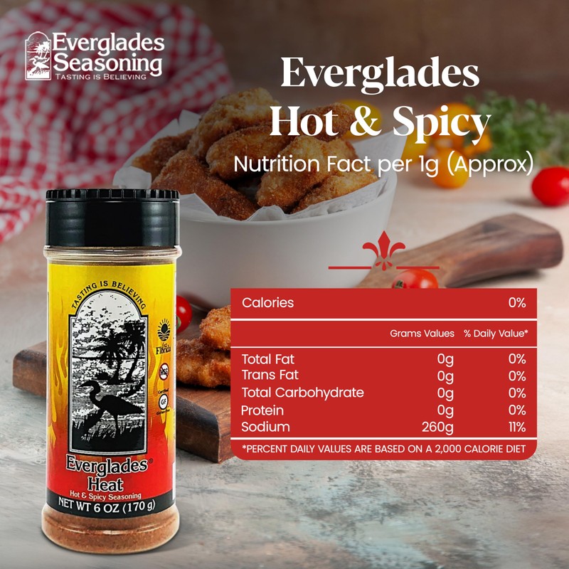 Everglades Heat Seasoning Spicy Blend for Chicken Wings, Chili, Fish