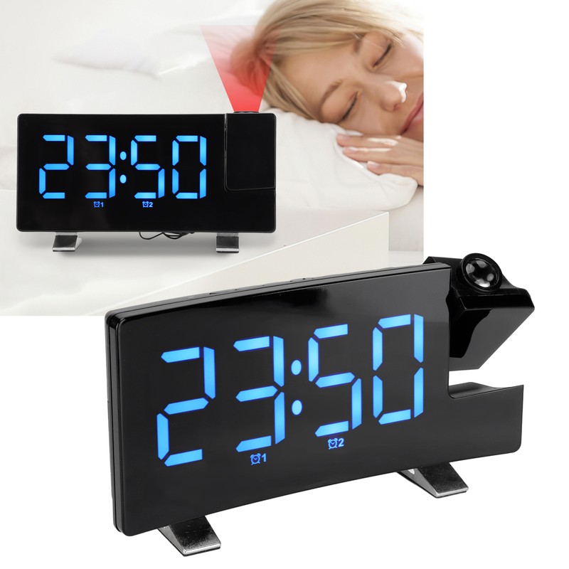 Digital Alarm Clock 180° Projection On Ceiling Wall USB Powered