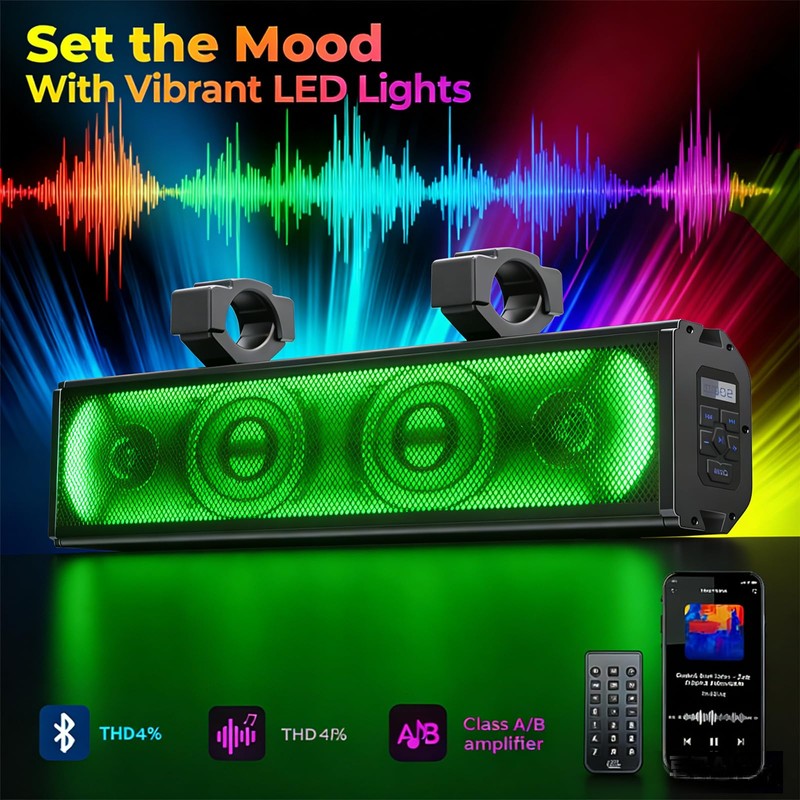 17 Inch Golf Cart Sound Bar Golf Cart Soundbar Bluetooth