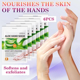 LZYLLS 6 Pairs Hand Masks Moisturizing Gloves, Hydrating Hand Mask Moisturizer Gloves Care for Dry Cracked Hands, Smooth Long Lasting Soft Firming Hand Mask Gift Set for Men Women（O