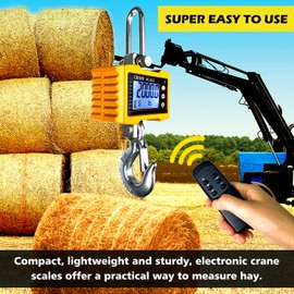 TOYO-INTL 1000kg/2000lb Digital Crane Scale High Precision Heavy Duty Industrial Hanging Scale with Remote Control Aluminum Case CE Certified Electronic Weighing Crane Scale (Yellow)