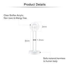 Mayhoop 16G Clear Tragus Helix Earrings Studs Transparent Piercing 6/8/10/12mm Flexible Acrylic Helix Piercing Lip Bars Retainers for Women Men