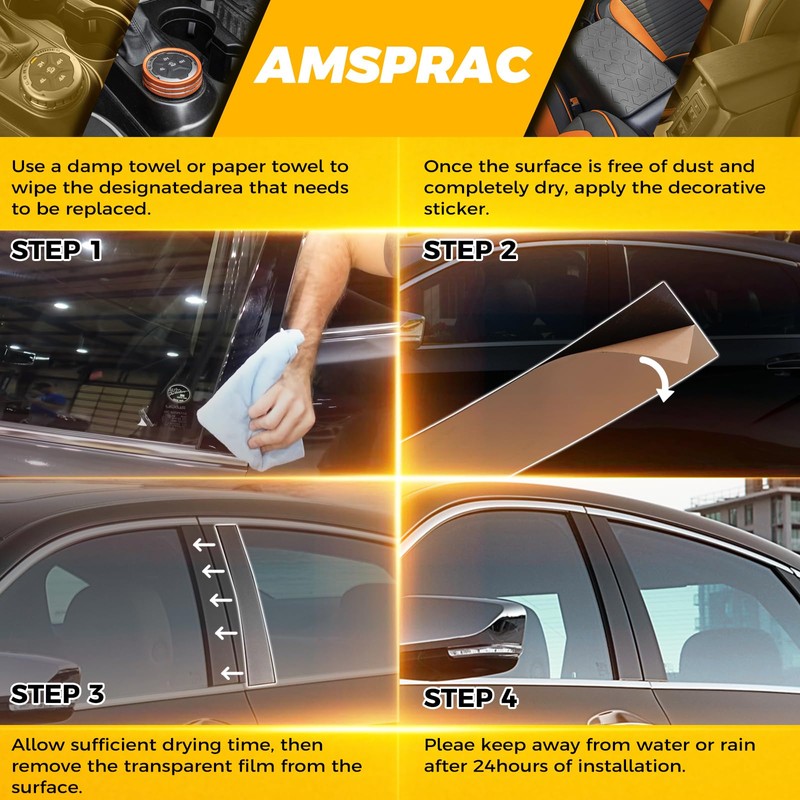 AMSPRAC Door Pillar Covers fit for Chrysler 300/300C 2005 2006