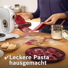 Bosch Pastawalze Lasagne MUZ5NV1, Pastawalze für Lasagne, Nudelplatten, Lasagne Nudelvorsatz, Pasta-Aufsatz, 8 Stärken, Edelstahl, passend für MUM 5 und MUM Serie 2, Silber