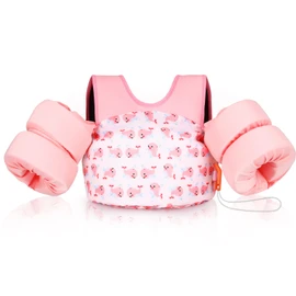 HeySplash Kids Swim Vest, Toddler Swim Arm Sleeves Learn-to-Swim Water Wings Swim Arm band Floats with Shoulder Strap and Secure Buckle for 33-70 lbs, Pink Whale