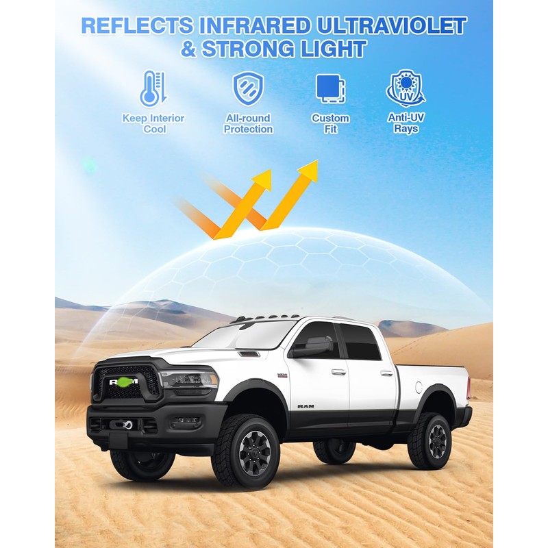 Canvcle Sunshades for Dodge Ram 2500 3500 2010-2025 2026 Accessories
