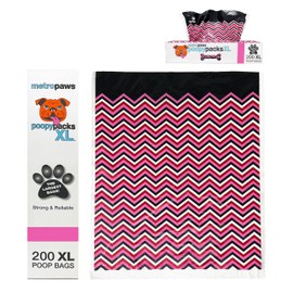 MetroPaws Waste Packs XL - 200 Extra Large Dog Bags, Leakproof, Durable Pet Waste Bags for Easy Cleanup, Ideal for Multi Dog Households [PINK]