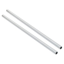 QUARKZMAN Lamp Pipe Nipple M10 Thread 12.2 Inch Long x 2 Pieces All Thread Hollow Centre Hardware for Hanging Ceiling Fans, [Silver Tone, Zinc Alloy]