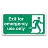 Exit for emergency use only Sign, 1mm Rigid Plastic 30x15cm,
