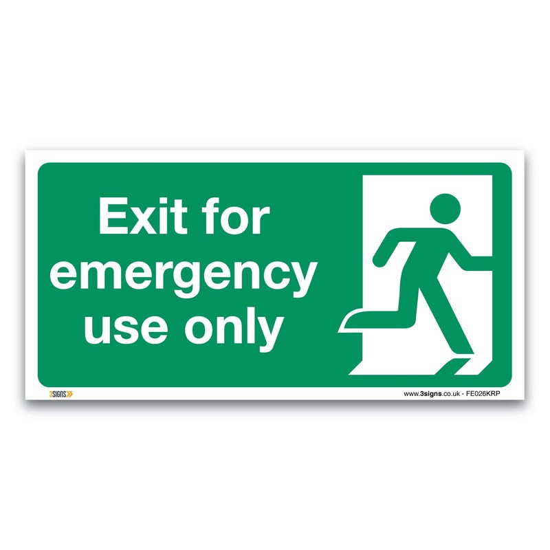 Exit for emergency use only Sign, 1mm Rigid Plastic 30x15cm,