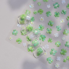 St Patrick’s Day Nail Art Stickers 3D Self- Adhesive Laser Shamrock Nail Decals Green Clover Hat Letters Nail Art Design St Patricks Day Nail Decorations Irish Nail Stickers for Women Acrylic Nails