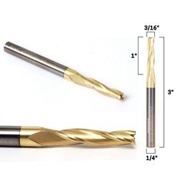 Yonico Router Bits CNC End Mill Solid Carbide Spiral Tapered Upcut ZRN Coated CNC 3/16-Inch 1/4-Inch Shank 38314-SC