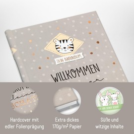 Häfft Baby Album for Girls and Boys [Dotty Tiger] Welcome Little Treasure Lovingly and funny baby book for pregnancy and the first year, sustainable and climate-neutral