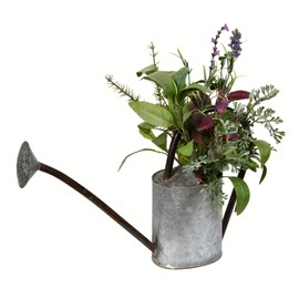 Vickerman Everyday 16.5" Indoor Potted Herbs in Tin Container - Assorted Herb Plants - Tall Rustic Metal Watering Can - Decorative Assorted Faux Herbs Made of Durable Polyester - Maintenance Free