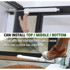 GREENSTAR Touch 'n Hold Smooth - Dual Door Closer System - Heavy Duty - for (Medium and Heavy Weight) Storm, Screen, & Security Doors - New Doors or Replacement for Previous Units (White)