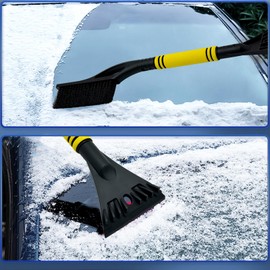 VOJKOREL Car Snow Brush with Ice Scraper, 24” Detachable Snow Scraper with Ergonomic Foam Handle Design for Cars, Trucks, SUVs, Winter Snow Removal Auto Accessory.Yellow
