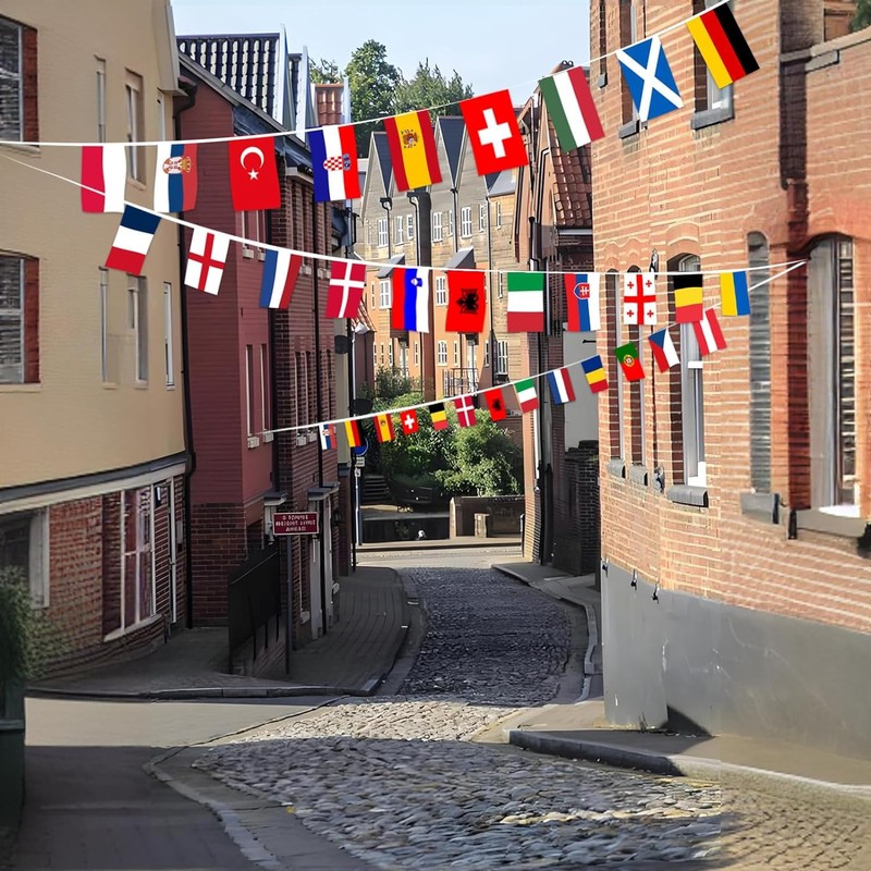Countries Flags - 26ft/8m, Waterproof, Flags for home, Bar, Restaurant