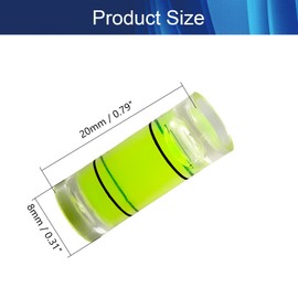 Hegebeck 10Pcs Small Cylindrical Bubble Spirit Level Vials, 8×20 mm/0.3×0.8 inch PMMA Frame Mural Hanging Measuring Instruments Layout Tools