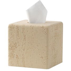 Haocoott Tissue Box Cover Square, Resin Facial Tissue Holder Covers Toilet Paper Holder Decorative Travertine Paper Dispenser Home Decor for Bathroom Bedroom Living Room Office (Yellow)