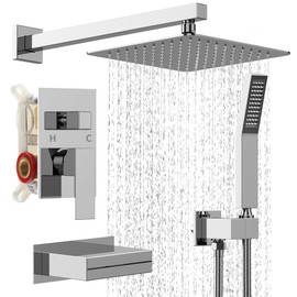 TRE Home Shower Faucet Set Rain Shower Head with Handheld Spray, Shower Valve Kit Shower Faucet, Shower System Shower Set, Bathroom Shower Faucet Set Shower Fixtures (Chrome)