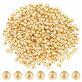 PH PandaHall 300pcs 18K Gold Spacer Beads 4mm Seamless Smooth Beads Waist Beads Long-Lasting Beads Metal Brass Beads for Bikini Belly Chain Layered Bracelet Satellite Jewelry Making