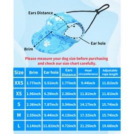 PET SHOW Dog Baseball Cap Paw Print Dog Visors for Small Medium Dogs Waterproof Pet Sun Hats with Ear Holes Adjustable Drawstring Boy Puppy Hat - Blue/M