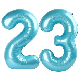 40 Inch Light Blue Number 23 Digital Balloon,Jumbo Mylar Foil Helium Balloon for 23 Balloons for Birthday Party,Wedding Anniversary Party Decorations
